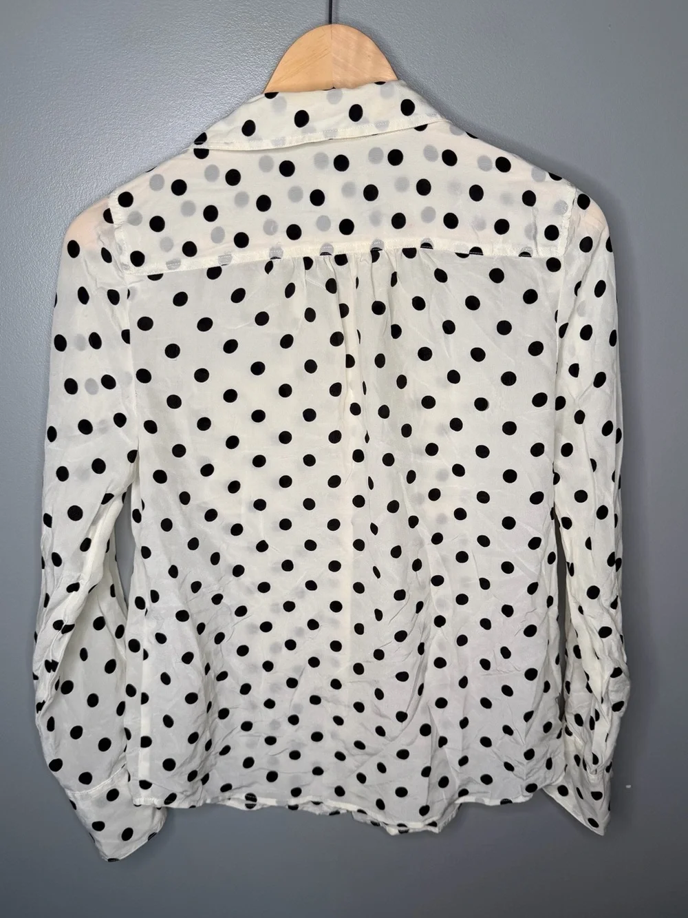 J. Crew 100% Silk Polka Dot Button Down Shirt